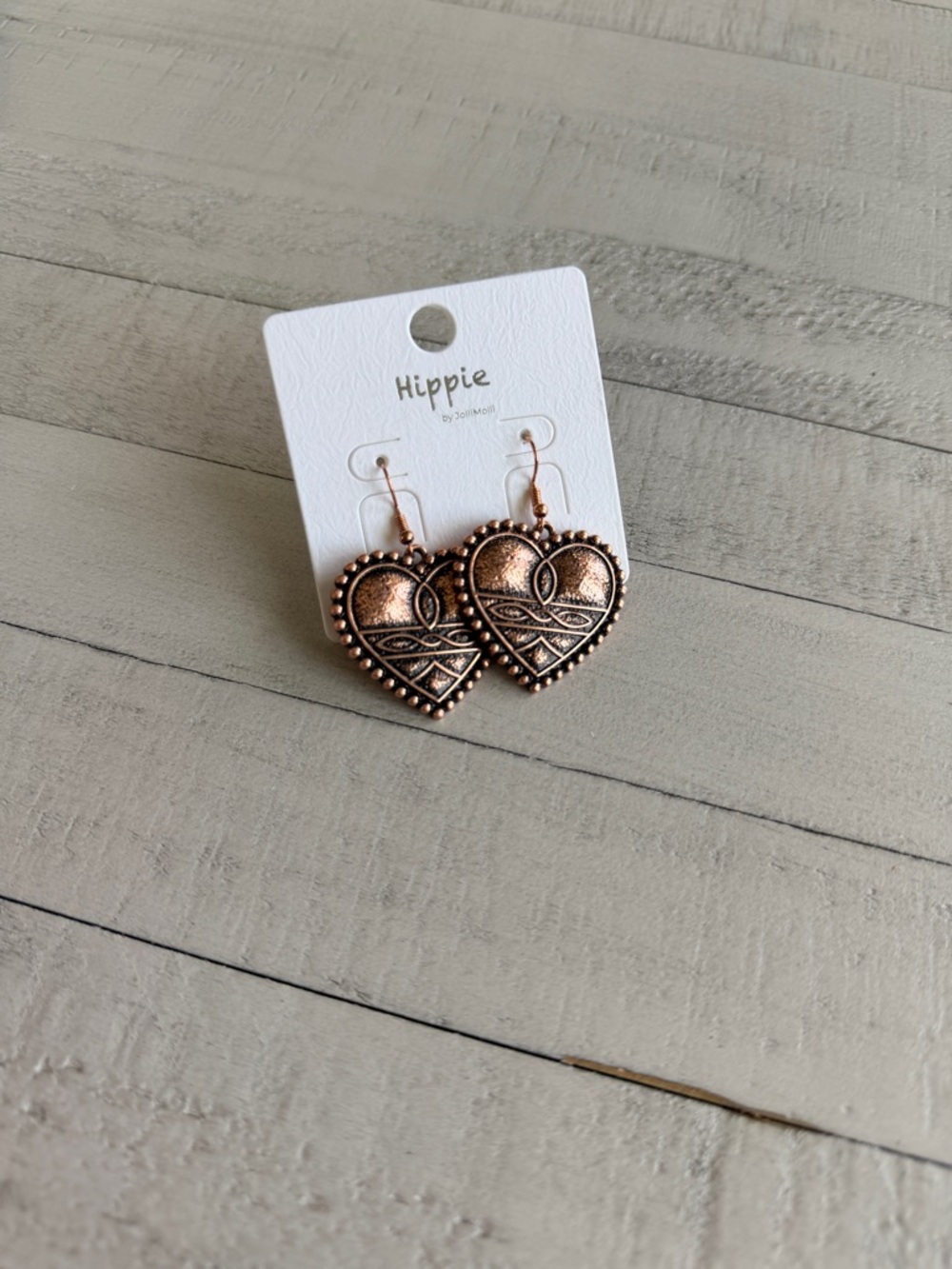Western Fashion Copper Heart Dangle Earrings